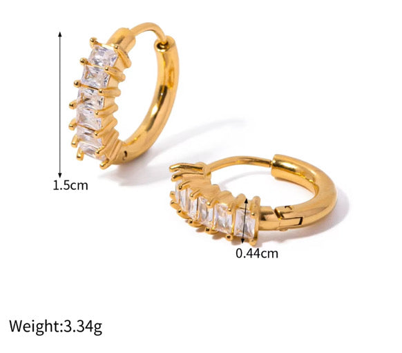 Nina Gold Baguette Huggie Earrings