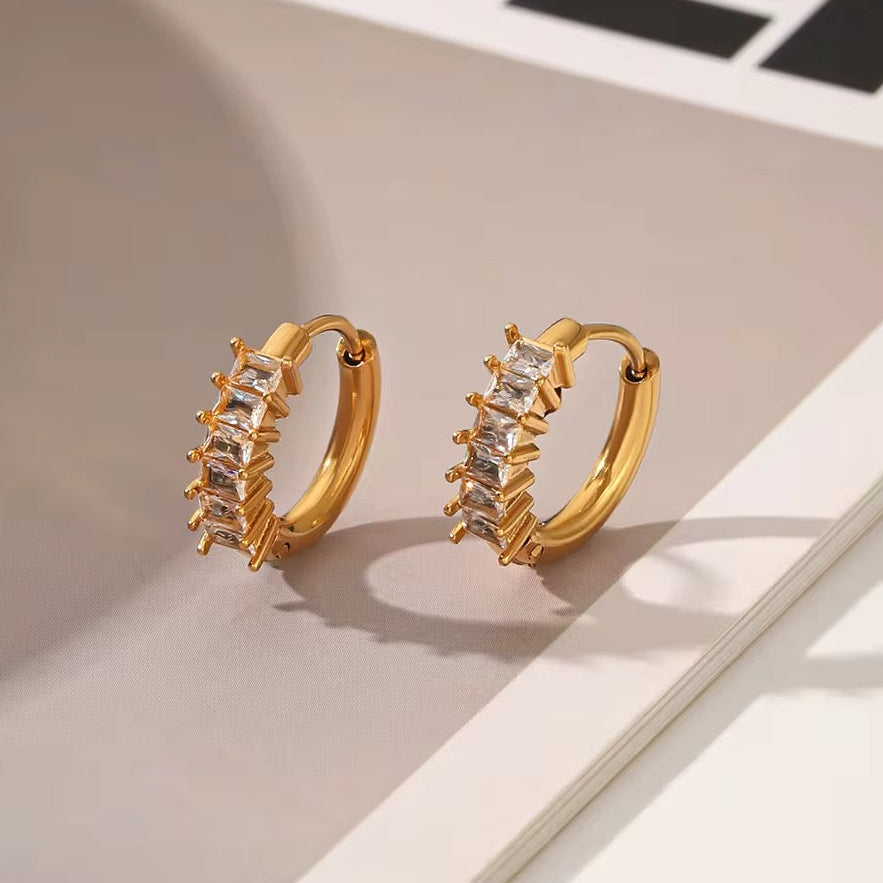 Nina Gold Baguette Huggie Earrings