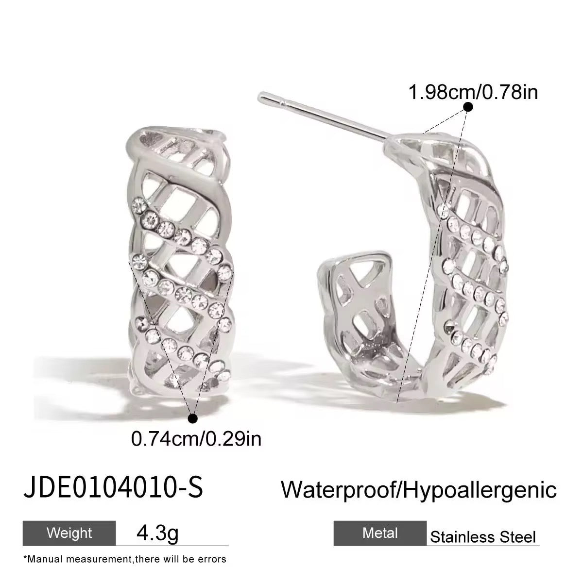 Leah Silver Lattice Hoop Earrings