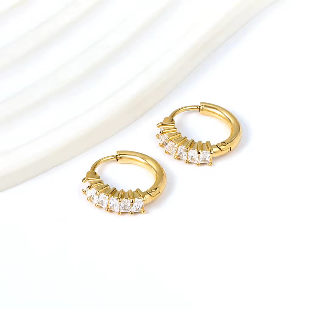 Nina Gold Baguette Huggie Earrings