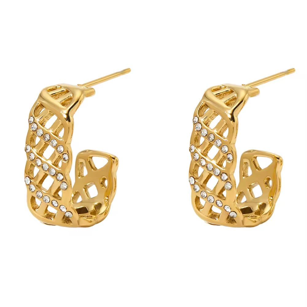 Leah Gold Lattice Hoop Earrings