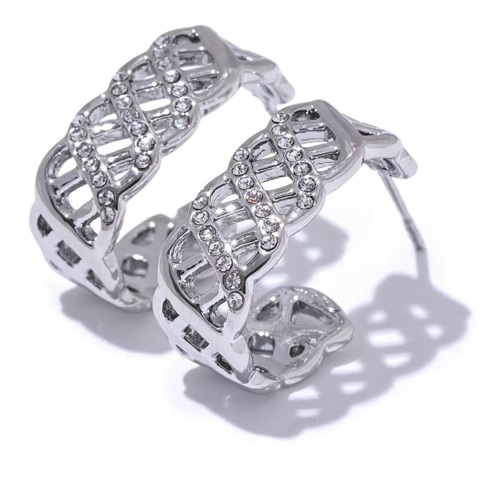 Leah Silver Lattice Hoop Earrings