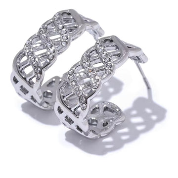 Leah Silver Lattice Hoop Earrings