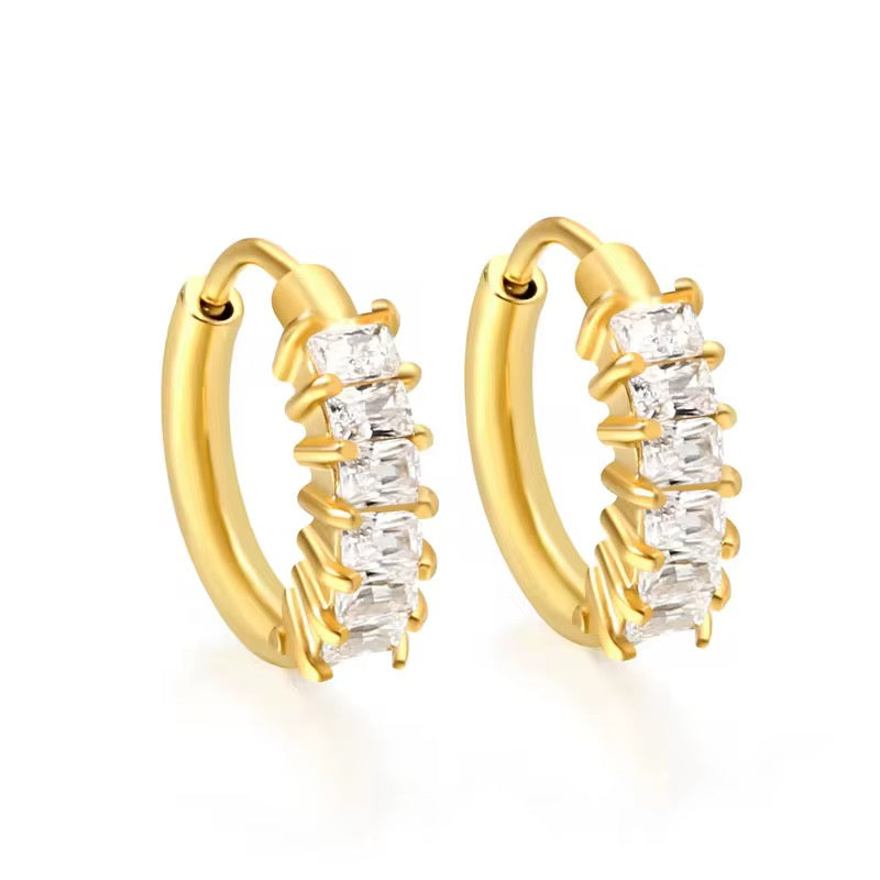 Nina Gold Baguette Huggie Earrings