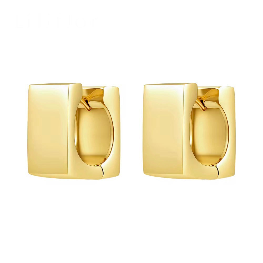 Poppy Square Gold Huggie Earrings