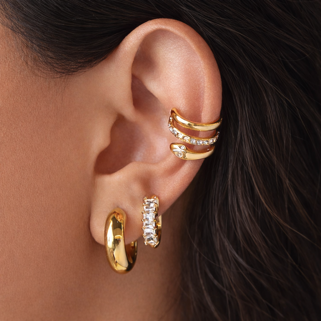 Nina Gold Baguette Huggie Earrings