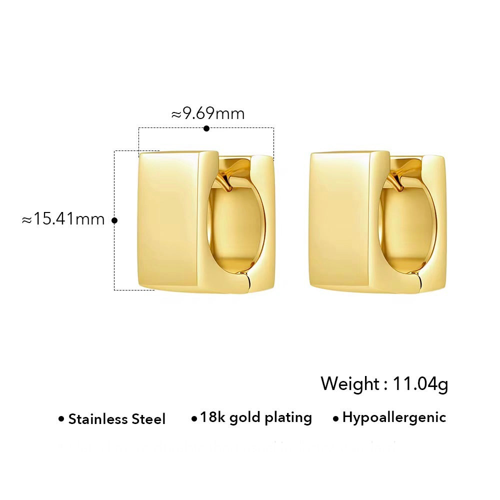 Poppy Square Gold Huggie Earrings