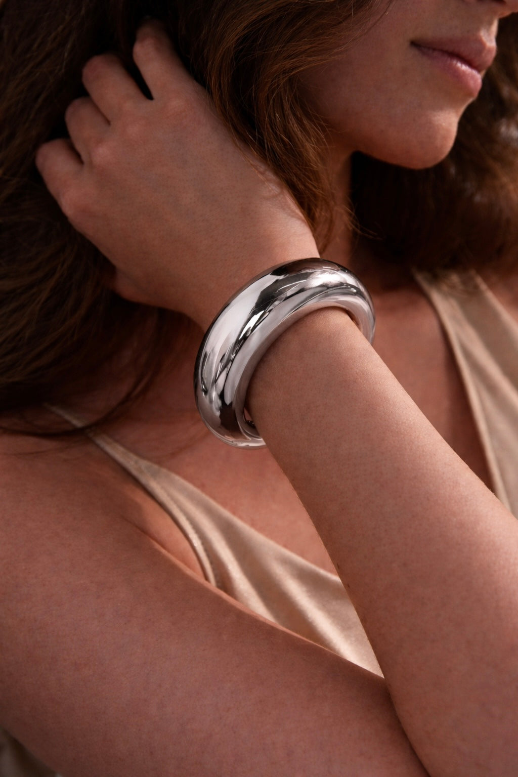 Penelope Silver Oversized Bangle