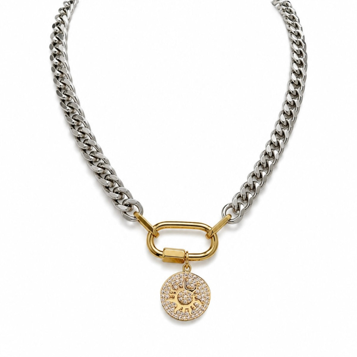 Mina Carabiner Silver Necklace