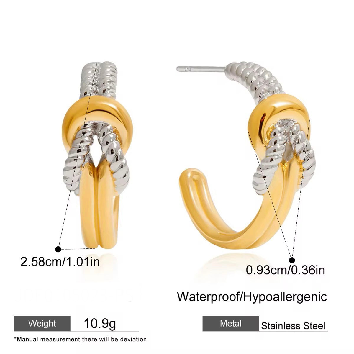 Maxine Two-Tone Knot Hoop Earrings