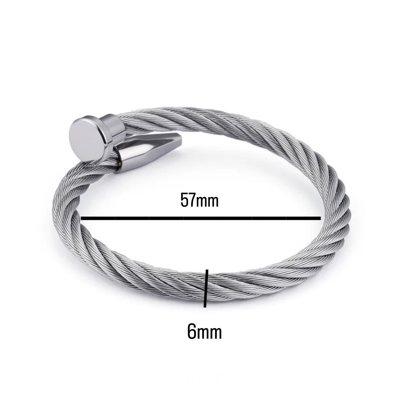  Twisted Nail Silver Bangle