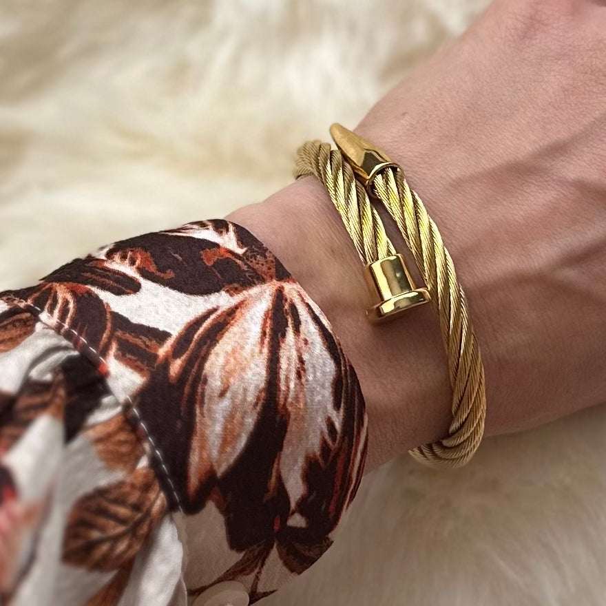 Twisted Nail Gold Bangle