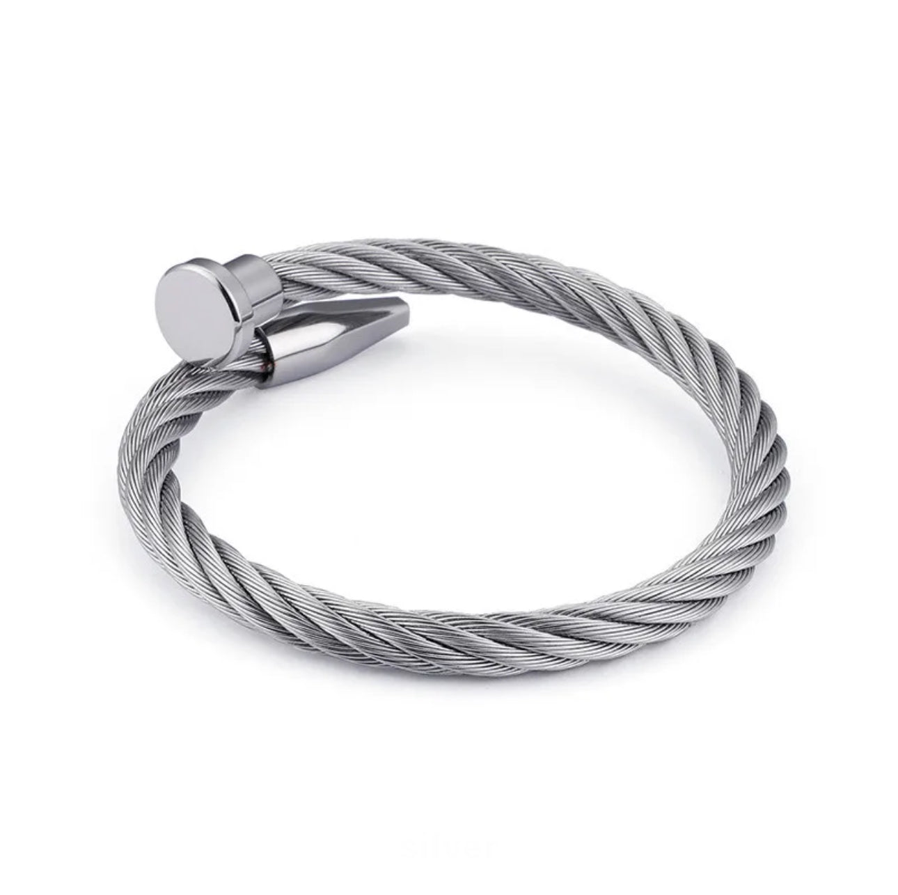  Twisted Nail Silver Bangle