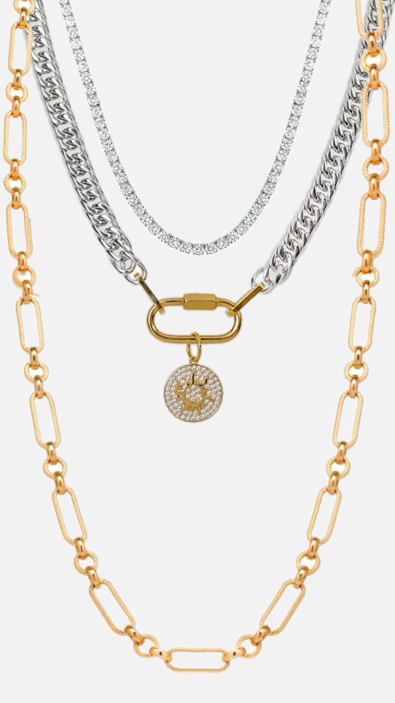 Mina Carabiner Silver Necklace