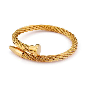 Twisted Nail Gold Bangle