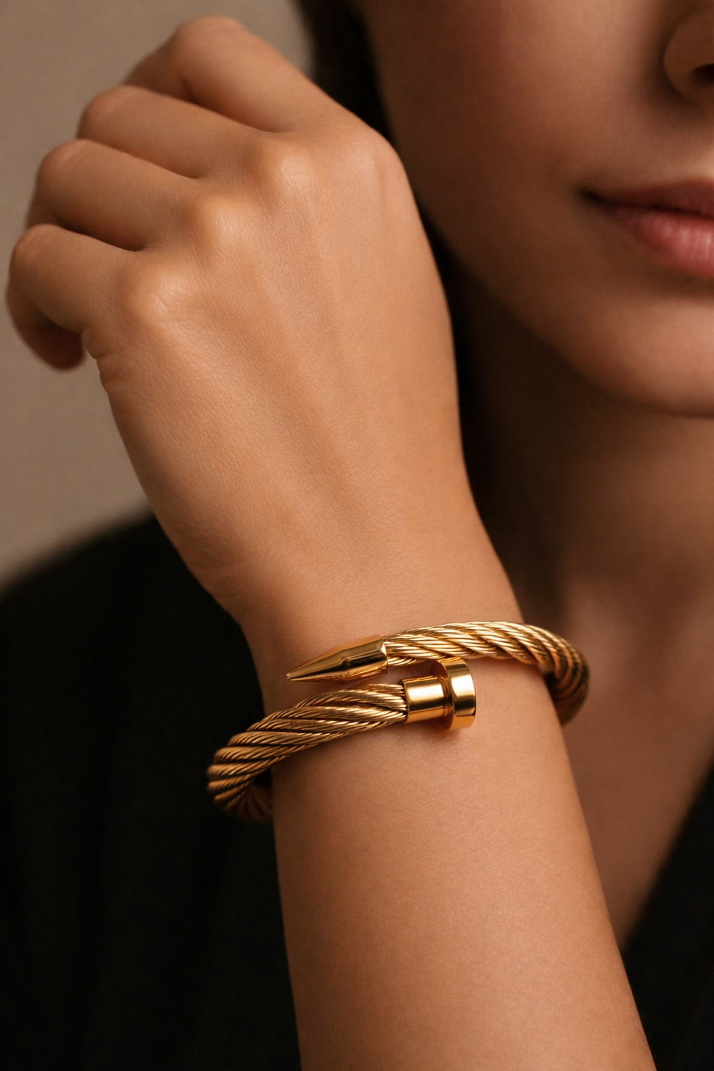 Twisted Nail Gold Bangle