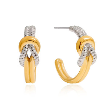 Maxine Two-Tone Knot Hoop Earrings