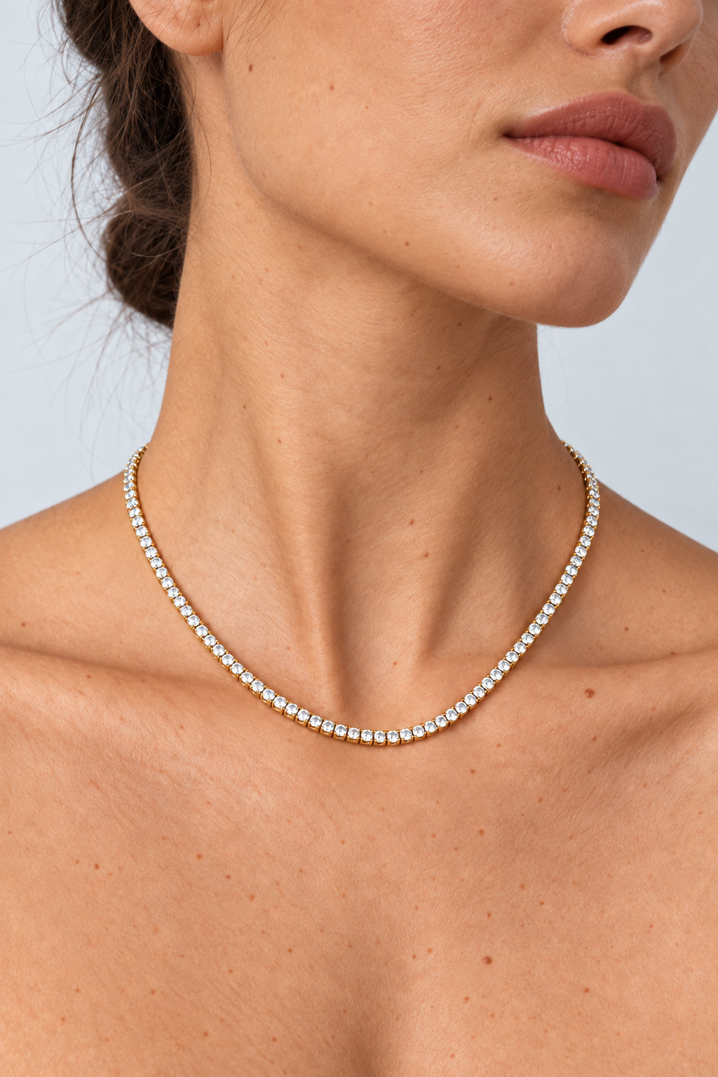 Grace Gold Tennis Necklace 16” X 2.5mm