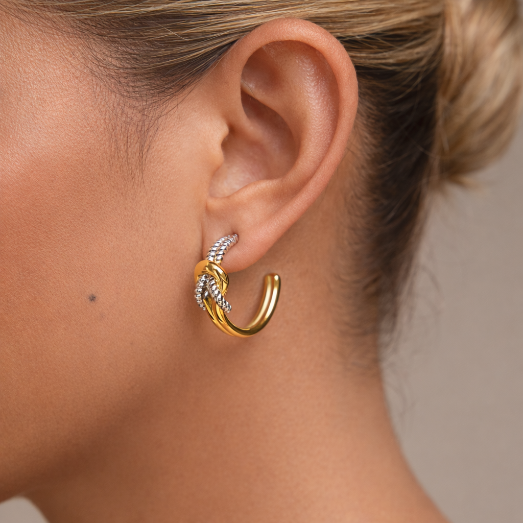 Maxine Two-Tone Knot Hoop Earrings