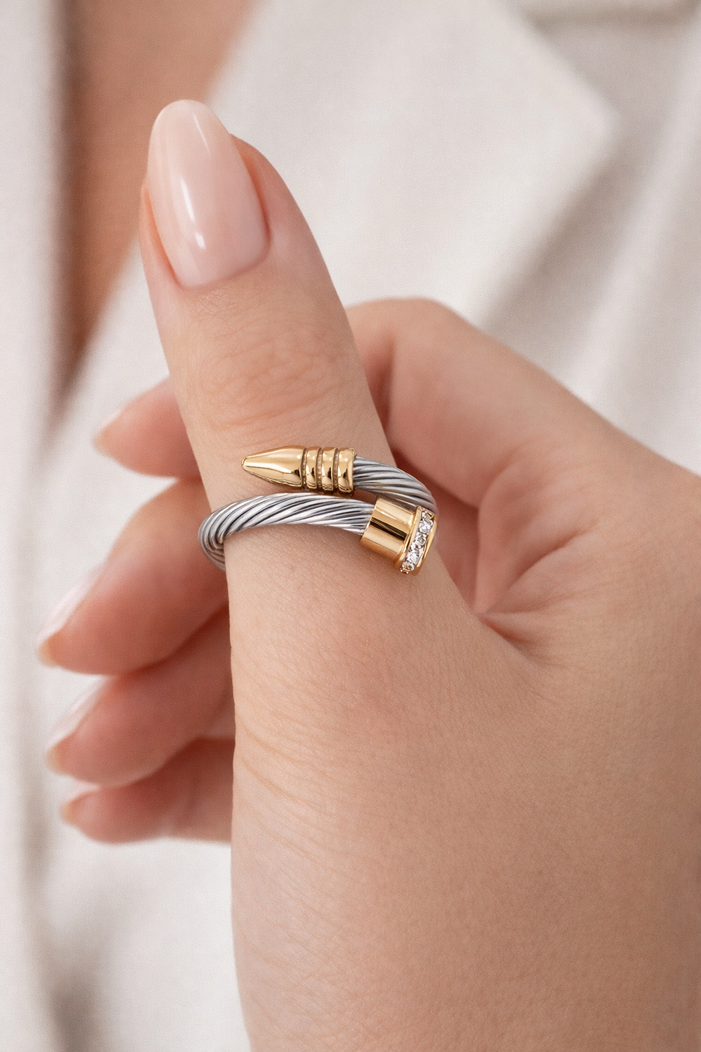Twisted Nail Silver Ring