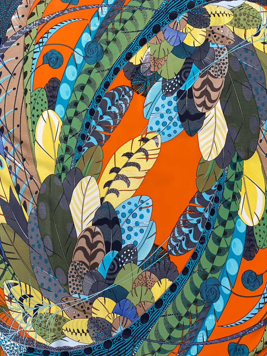  Small Scarf Orange Feather. (90x90)