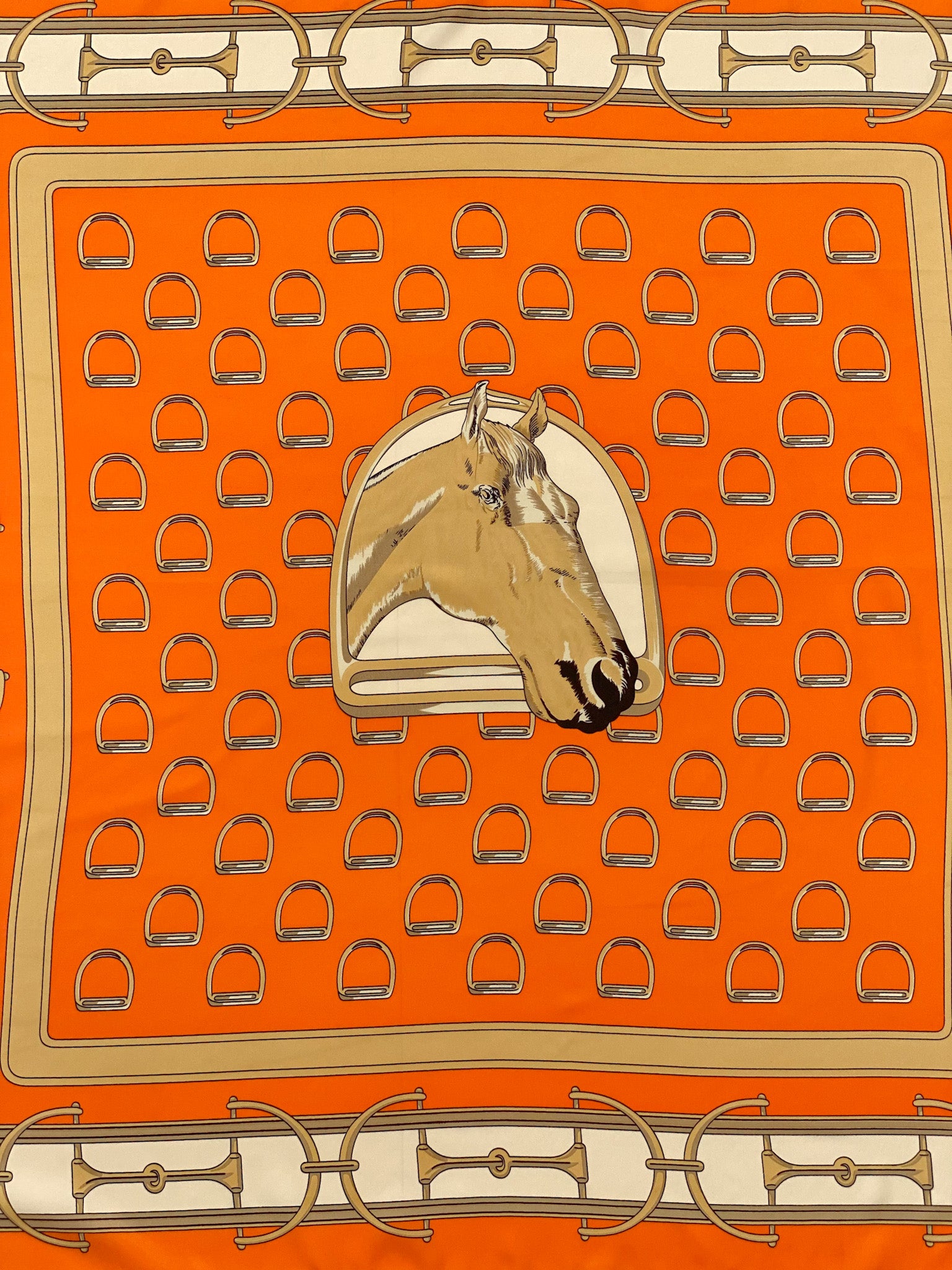 Small Scarf Orange Horse. (90x90)