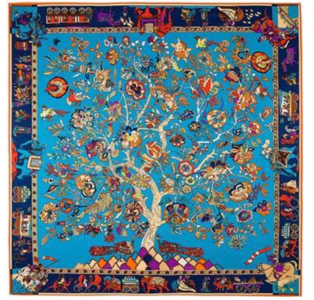 Beach Wrap - Blue Tree. (130x130)
