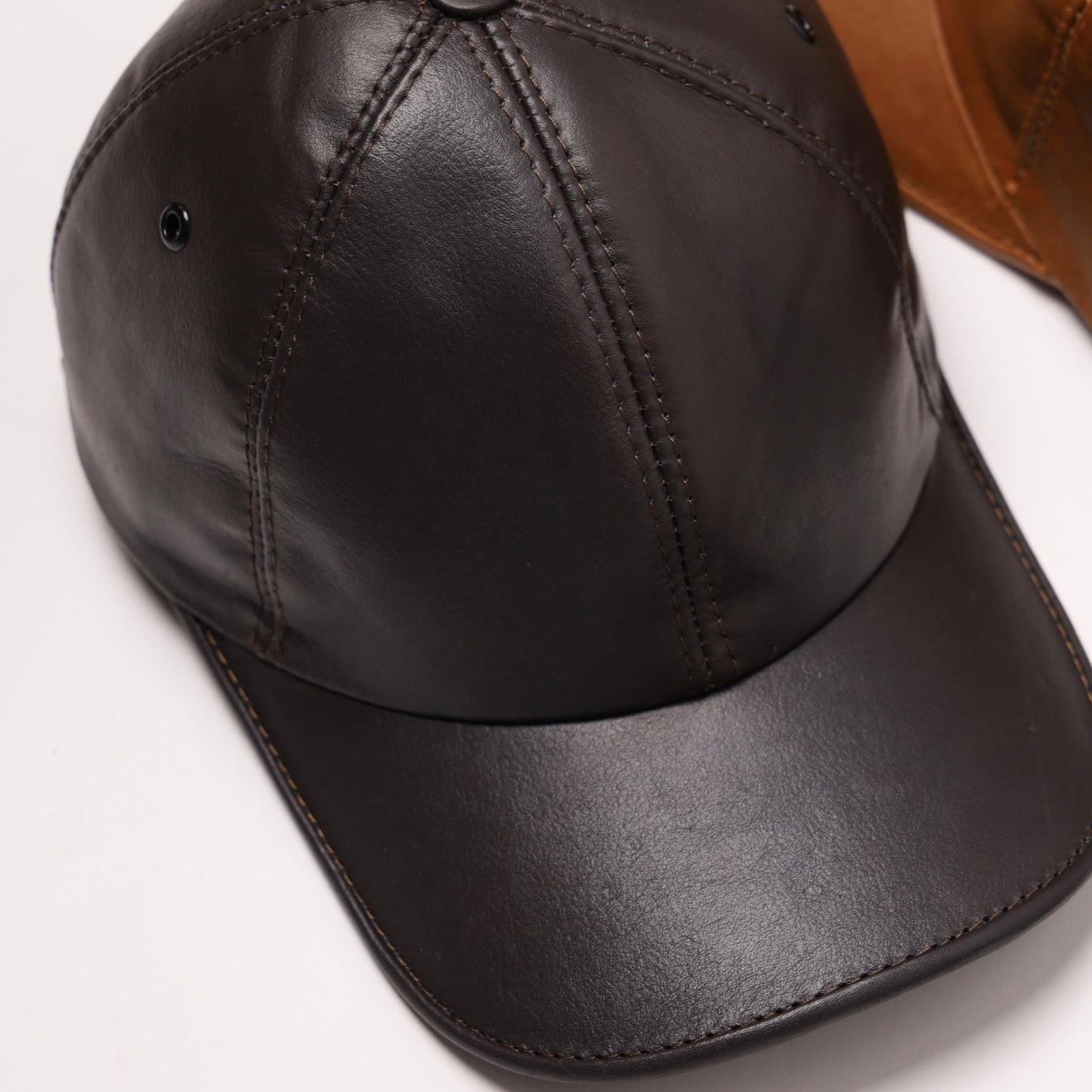 Dark Brown Leather Cap