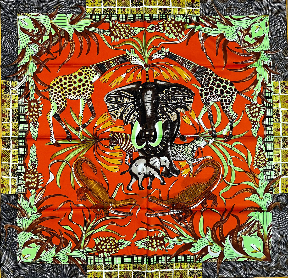 Small Scarf Orange Jungle (90cm X 90cm)