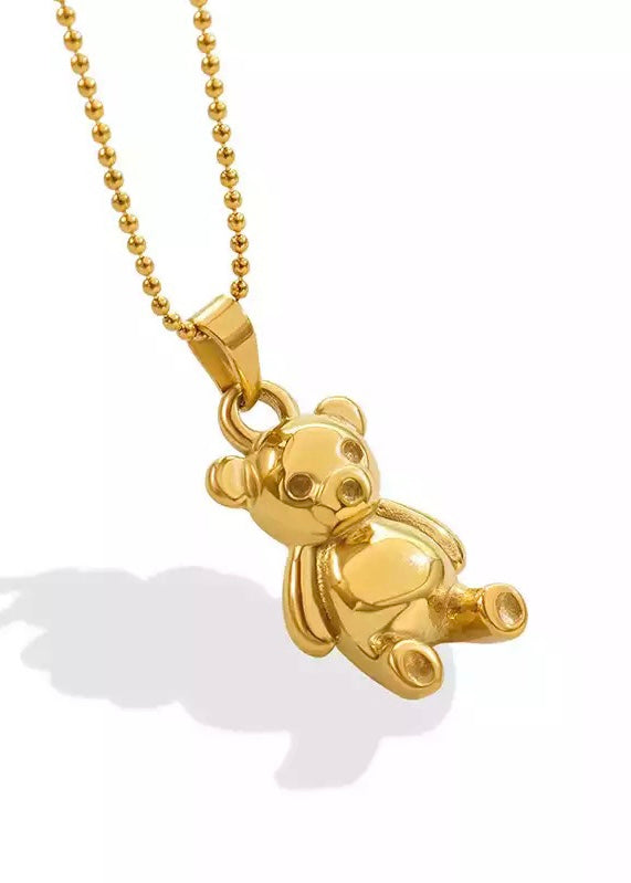 14K Gold Half Moon Teddy Bear Necklace/ Couple Necklace / Dainty Moon With  Baby Bear Pendant/ Valentine's Day Gift Jewelry