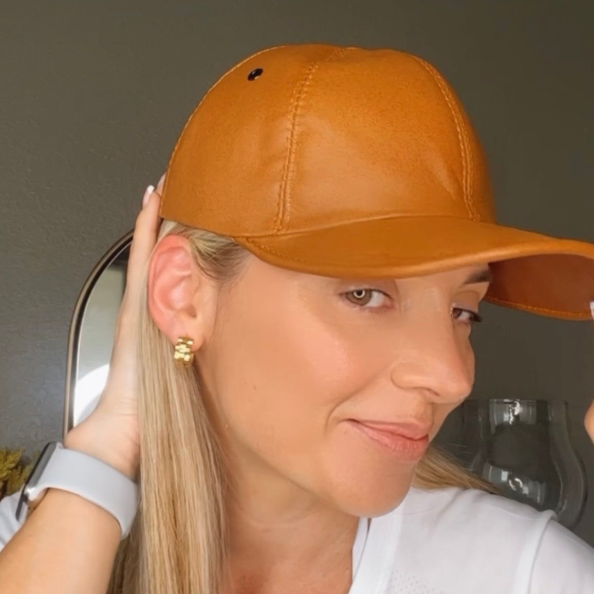 Camel Leather Cap