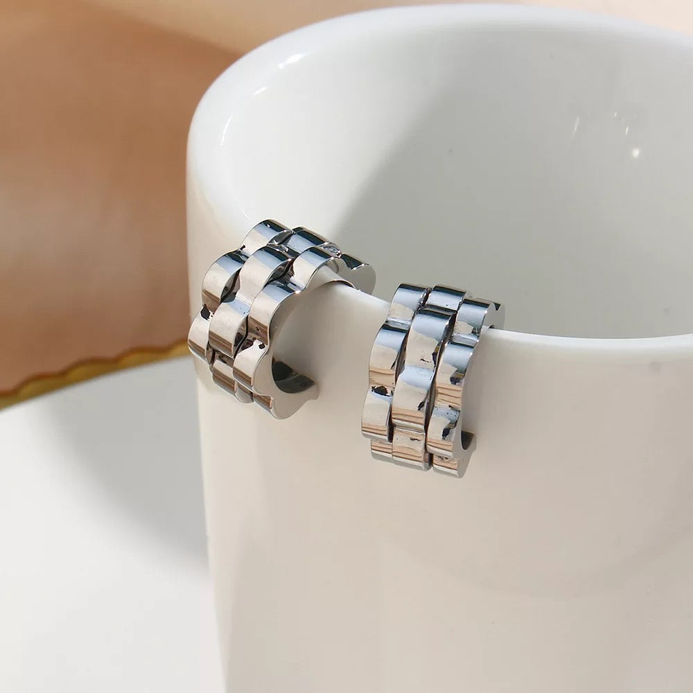 Watchband Earrings (Silver)