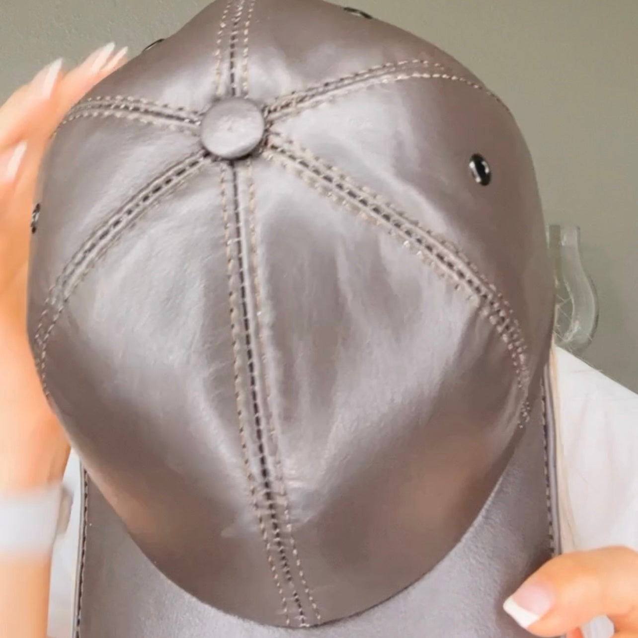 Dark Brown Leather Cap